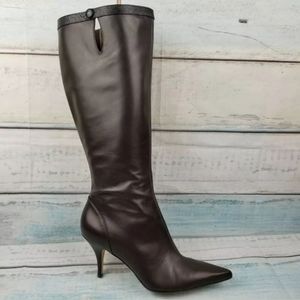 $228 Ann Taylor Brown Pointy Knee High Heel Boot 7